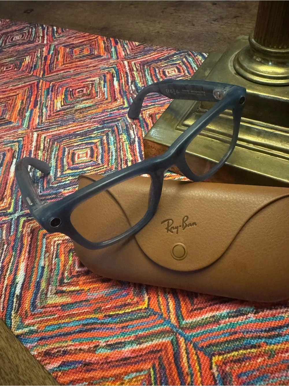 Ray-Ban Meta Blue Matte Wayfarer Eyeglasses with Brown Case